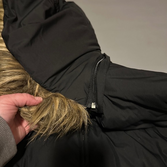 Vintage Esprit Black Puffer Jacket Faux Fur Hood Quilted Women's Size Medium - Picture 4 of 11